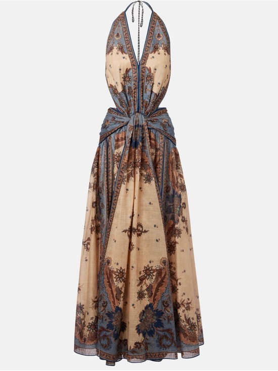 Zimmermann Dresses & Skirts - New Zimmermann Ascension Plunge Halter Printed Maxi Dress Multi Floral Size 0